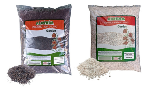 Kit 10 L Perlita Expandida E 10 L Casca De Arroz Carbonizada