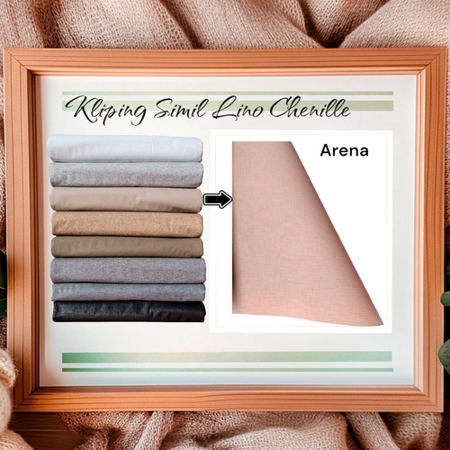 Mantel Ecocuero 1.60x1.20 Kipling Simil Tela Lino Chenille Color Arena