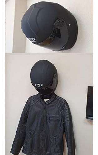 Imagen 3 de 6 de Soporte Pared Casco Moto Perchero Chaqueta Diseño Nayres.ar