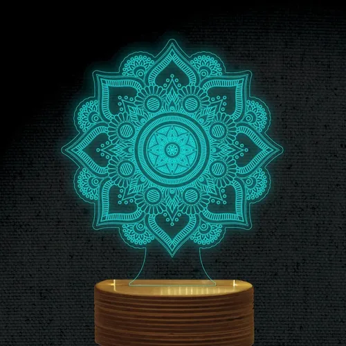 Lampara 3d Led Mandala Holograma Ilusion 7 Colores
