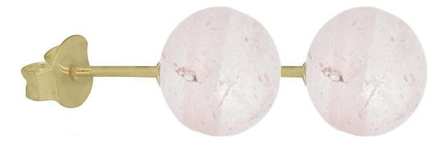 Brinco Pedra Natural Quartzo Rosa Ou Ametista Folheado Ouro