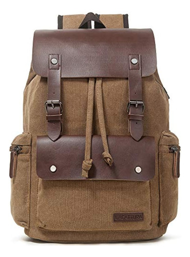 Lacattura Vintage Leather Backpack For Men And Women, Denim 