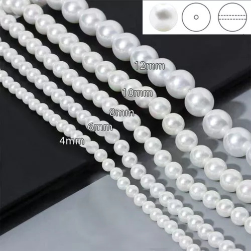 Paquete De Perlas Con Hueco Abs Para Pulseras Joyas Collares