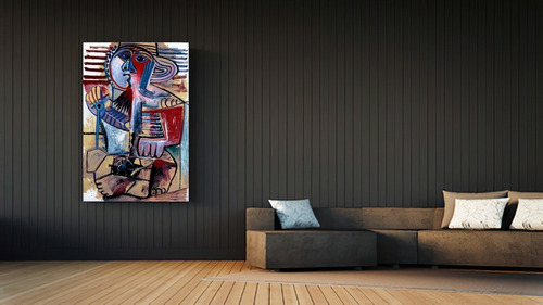 Imagen 4 de 9 de Cuadros-picasso Cara19-moderno,decorativo,95x60cm-16k Resol