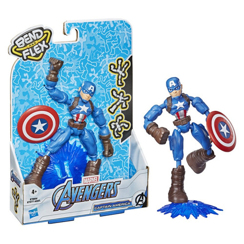 Figura De Acción Marvel Bend And Flex Capitán América +3