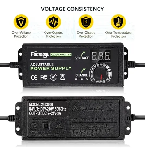 Pack Adaptador De Corriente Ajustable 9v-24v 72w Led