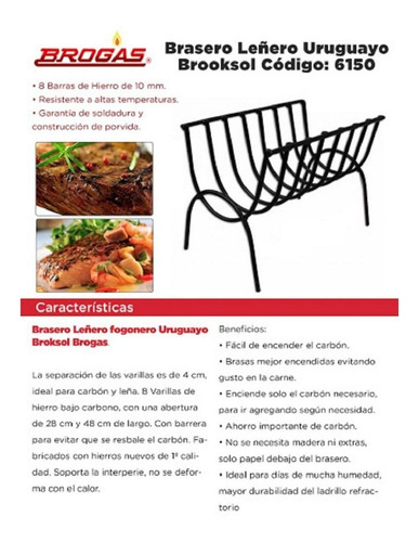 Imagen 2 de 5 de Brasero Uruguayo Broksol Leñero Fogonero Parrilla Asadores
