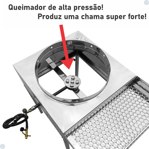 Fogão Fritador De Pastel E Salgados Em Aço Inox Com Tacho 22