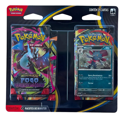 Blister Quadruplo Pokémon Fogo Fantasmagórico Weavile Copag