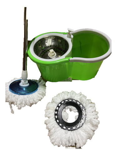 Trapeador Giratorio Con Cubeta Spin Mágico Microfibra Grande Color Verde