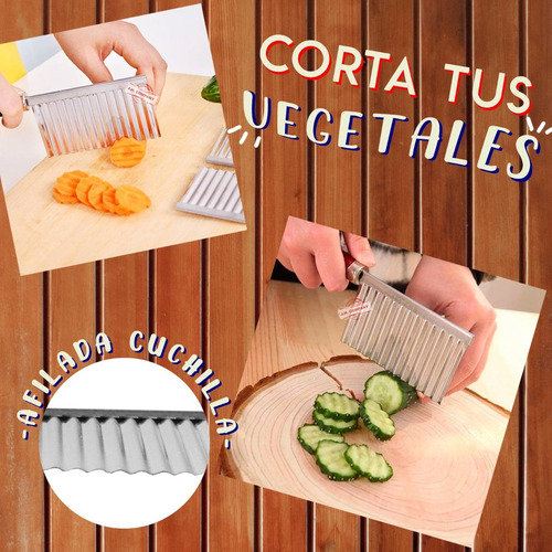Cortador De Verduras Ondulado Papas Acero Inoxidable Yp-8803 Color Verde