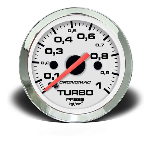 Manômetro Cronomac Pressão Turbo 1kg Croma Branco 52mm