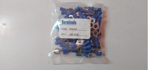 Paquete De Terminal Tipo Anillo 16 Cable 14 100 Piezas