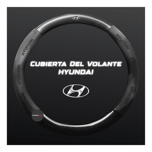 Forro De Timón Premium Hyundai Color Negro 37-38 Cm