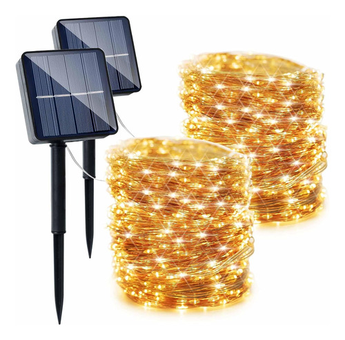 2pcs 22m 200led Serie De Luces Led Solares For Exterior