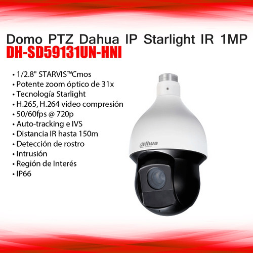 Domo Ptz Dahua Ip Starlight Ir 150m 1mp Dh-sd59131un-hni