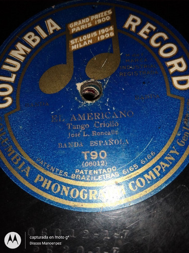 Pasta Banda Española Columbia Record C105