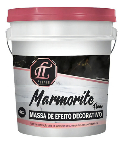 Massa De Efeito Mármore Realista Ltshiner Marmorite Piso 4kg Cor Preto