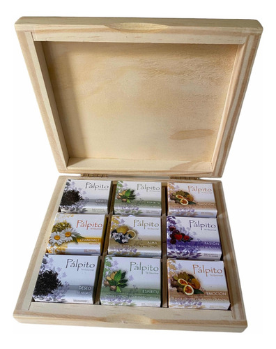 Caja Madera Palpito Tea Hebras En Saquitos Infusiones Regalo