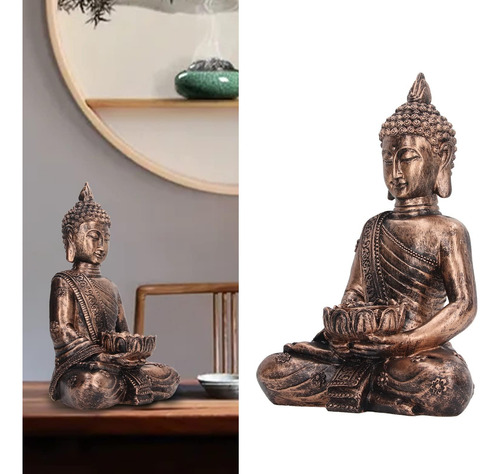 Soporte De Vela De La Estatua De Buda De 12 Pulgadas Cobre D