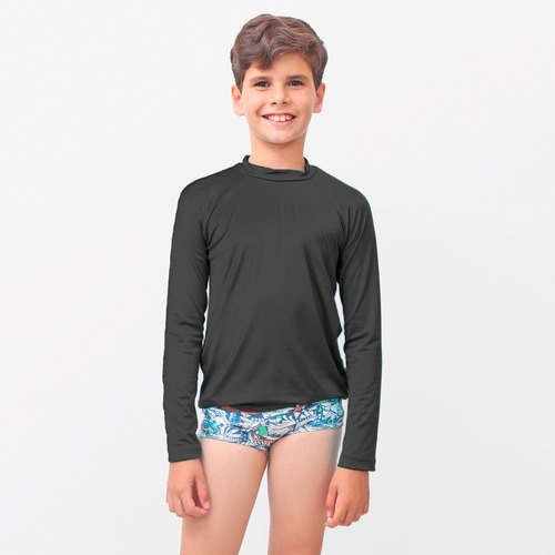 Camiseta Infantil Manga Longa Menino Uv50 Praia Forro