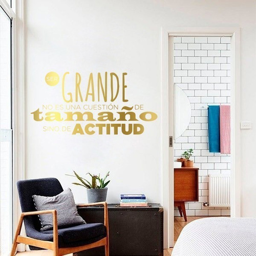 Vinil Decorativo Paredes Frases Letras Actitud Ser Grande...