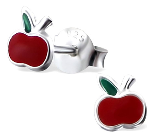 Pendientes Dimminutos Rojos Niñas Para Niños, Plata 925