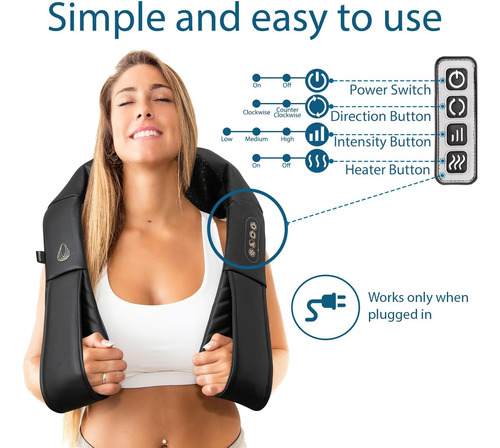 Masajeador Invospa Shiatsu Para Espalda, Hombros Y Cuello...
