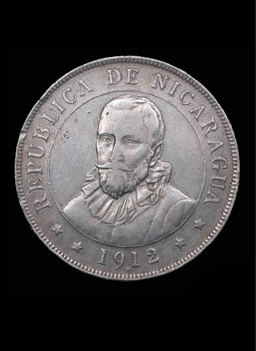 Moneda 1912 Nicaragua 50 Centavos De Córdoba. Plata .800