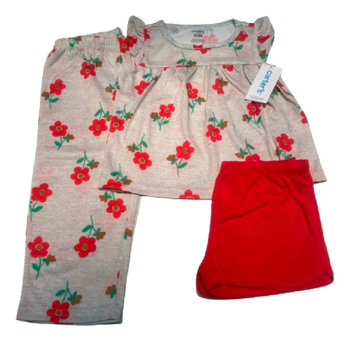 Pijama Tres Piezas Carters / T3 - T4 / Nena - Flores