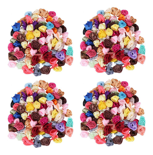 Rosetones Hechos A Mano Con Forma De Rosa Satinada, 400 Unid