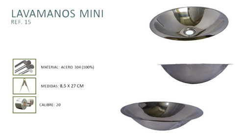 Lavamanos En Acero304 Redondo 27cm Institucional Innovaceros