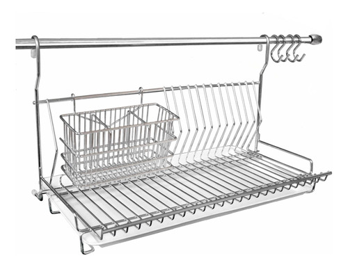 Secaplatos Escurridor Con Cubiertero  + Ganchos Y Barral 60 
