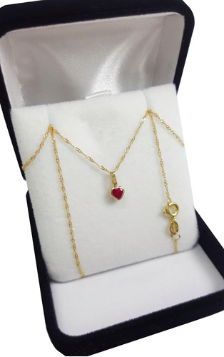 Cadena Oro 18 K Dije Corazon Piedra 45 Cm Mujer 15 Años