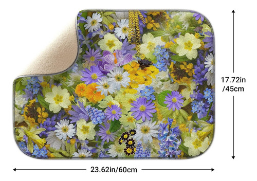 Tapete De Microfibra Para Secar Platos, Diseño De Flores, Gr