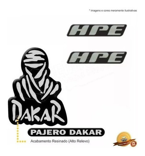 Kit Emblemas Adesivos Pajero Dakar + 2 Hpe + Touareg
