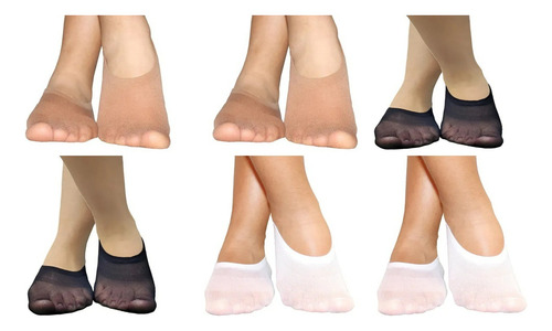 Calcetín Tin Invisible Protector Media Delgada Dama 6 Pares