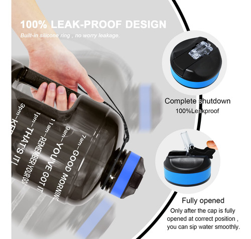 Botella De Agua Motivacional De 3.7 Litros Con Popote