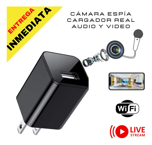 Camara Espía Wifi Hd 1080 Cargador Real Movimiento Indtctabl