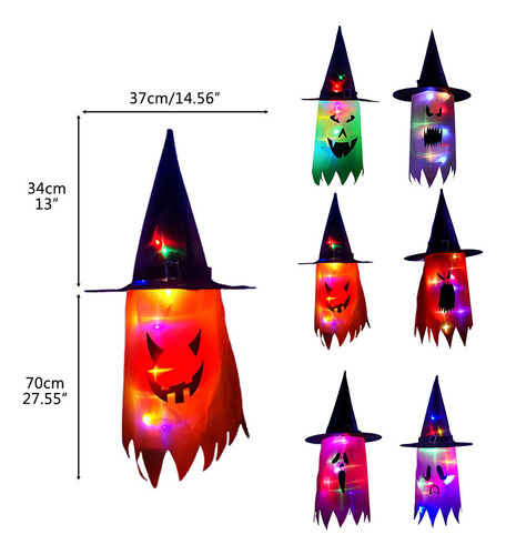 Lighted Ghost Witch Hats For Halloween Outdoor Yard