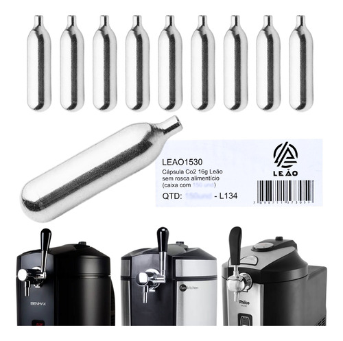 10 Cartucho De Co2 16g Sem Rosca Chopeira Philco