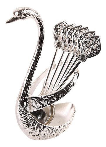 Para 6 Cucharas Café Con Soporte Cisne, Cucharaditas,