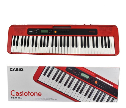 Imagen 1 de 9 de Teclado Casio Ct-s200 Rd + Adaptador Ad-e95100lu 5 Octavas
