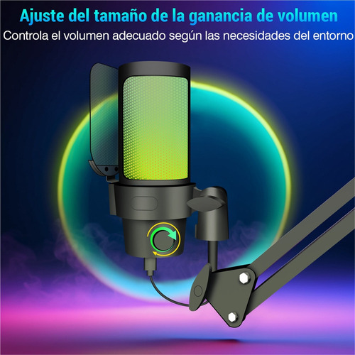 Microfono Condensador Rgb Microfono Con Trípode Para Podcast