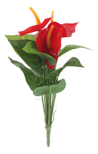 Ramo Artificial De Flores De Anturio Rojas Falsas De Plástic