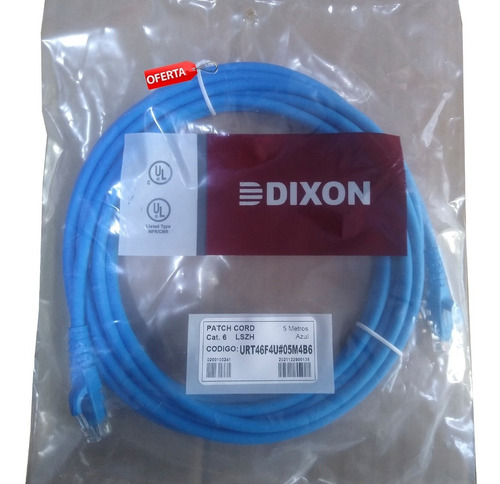 Cable De Red Patch Cord Dixon Cat 6 5mt Azul Urt46f4u#05m4b6