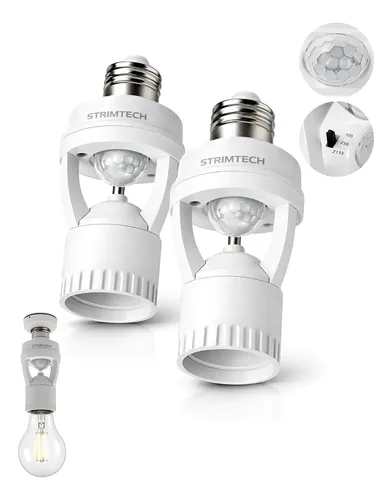 Kit 2 Sensores De Presença Iluminação Lâmpada Soquete E27 Branco