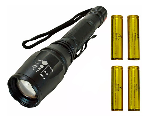 Lanterna Tatica Cree Led T6 Ultra Super Potente + 4 Baterias