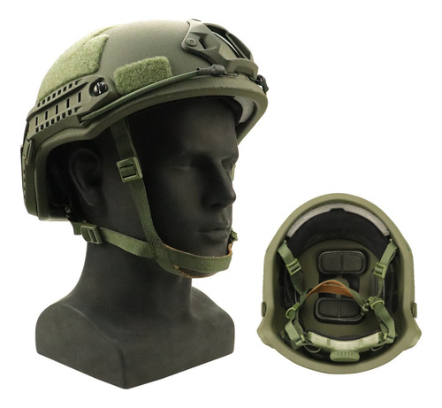 Casco Kevlar Militar Balístico Fast Nivel Iii-a Verde