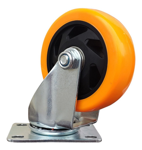 Imagen 7 de 8 de Rueda Giratoria Naranja Pvc 100x32 Mm S/f Doble Rodamiento